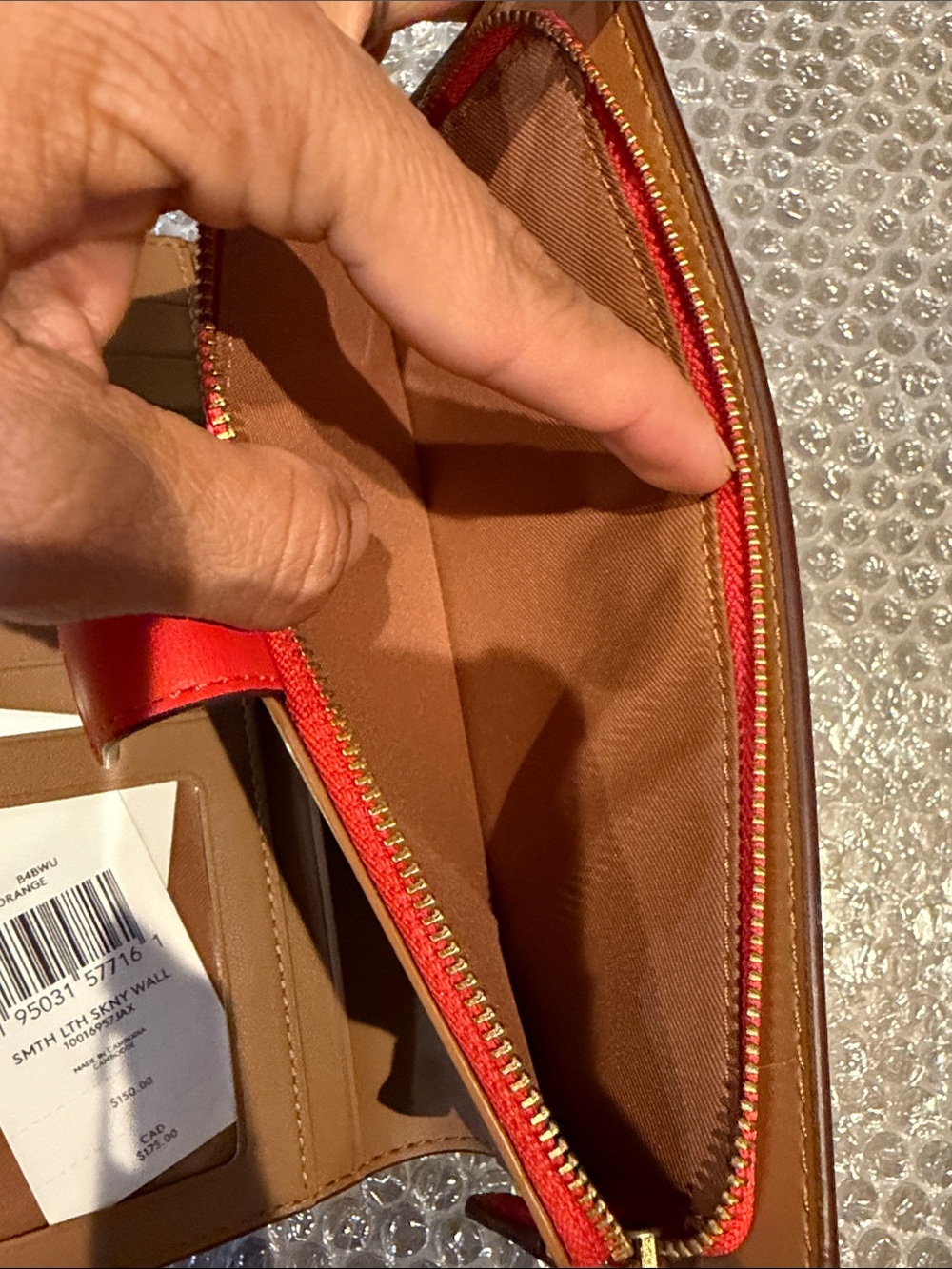Coach orange Leather Zip Card Holder with Gold Logo - Picture 7 of 9